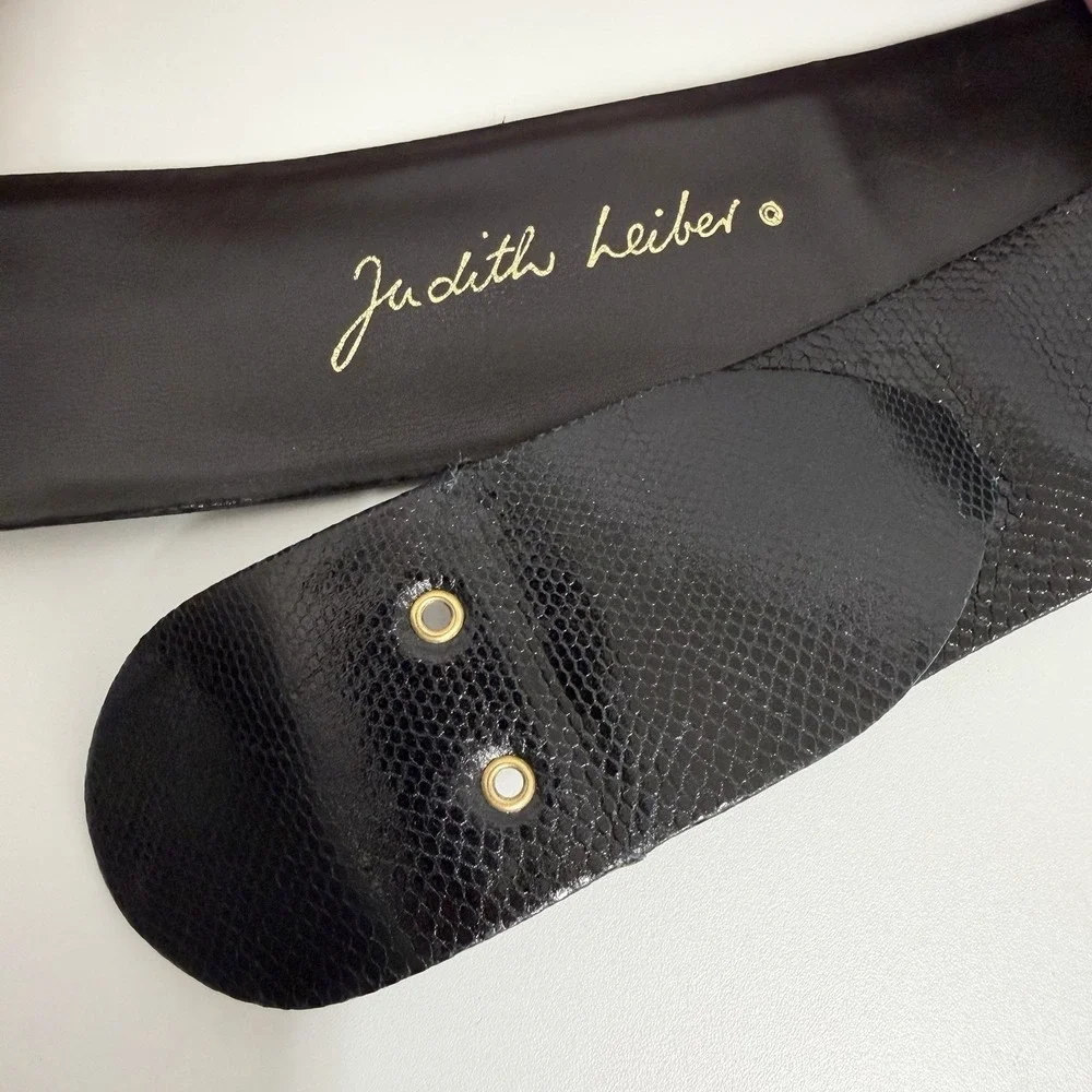 Vintage Judith Leiber Karung Belt Wide Black Multi Gemstone Buckle Adjustable